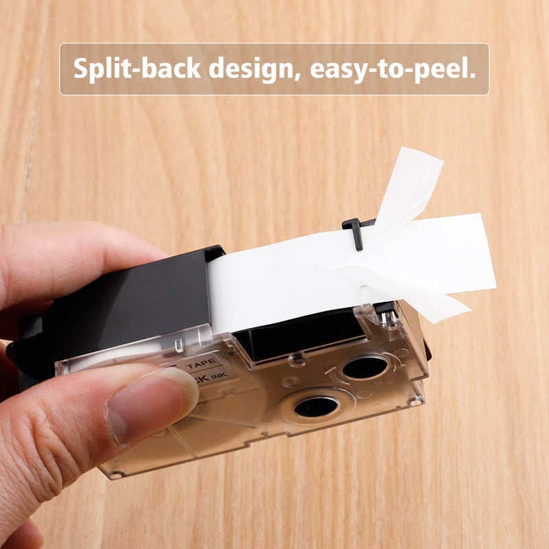 Aonomi Compatible Label Tape Replacement for Casio XR-12WE 1/2 Inch for Use with Casio KL-120 KL-60 KL7200 KL-100 KL7000 KL-750B Label Makers and More, Black on White, 1/2 (12mm) x 26.2 (8m), 2-Pack - Image 2